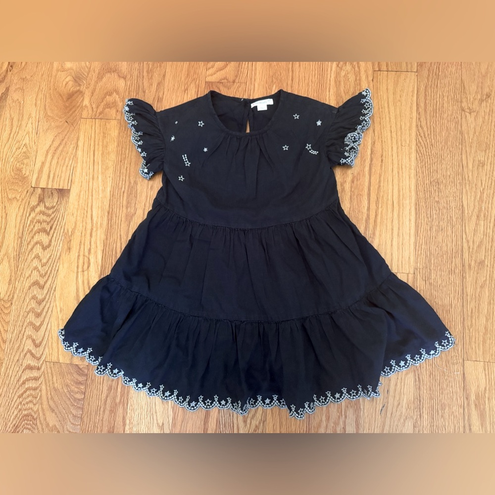 Crewcuts Girls’ Navy Dress with sparkly silver embellishments/stars, size 4